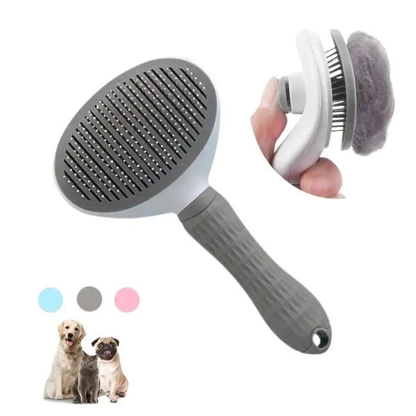 Brosse ergonomique pour le toilettage facile des chiens et chats avec mécanisme de nettoyage