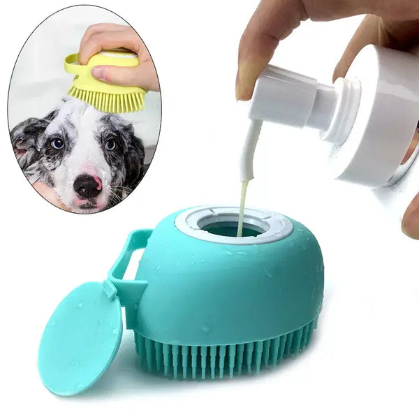 Gant de massage en silicone pour chien, idéal pour un bain doux et relaxant