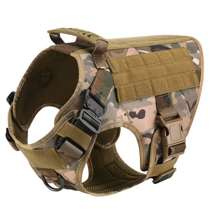 Harnais militaire tactique camouflage beige pour chien