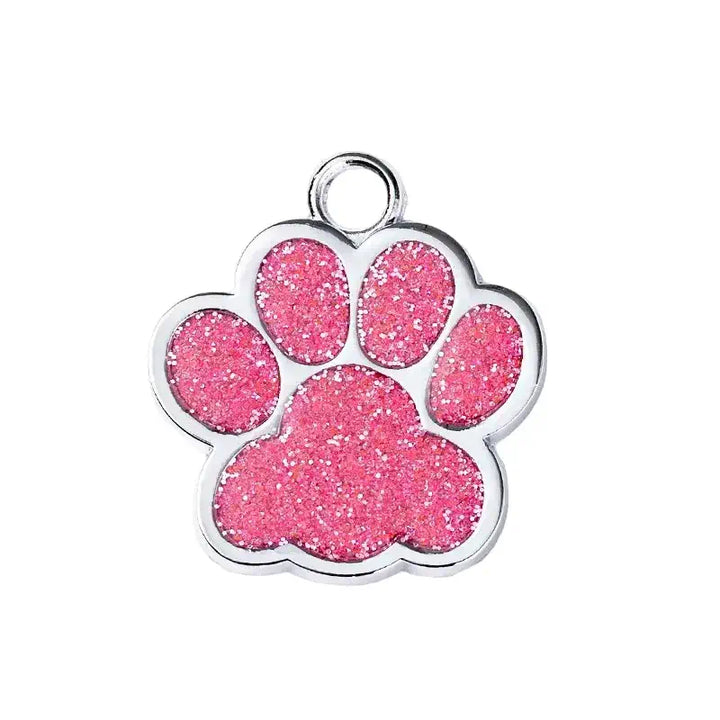 Médaille en forme de patte couleur rose clair pour chien et chat, avec gravure personnalisée