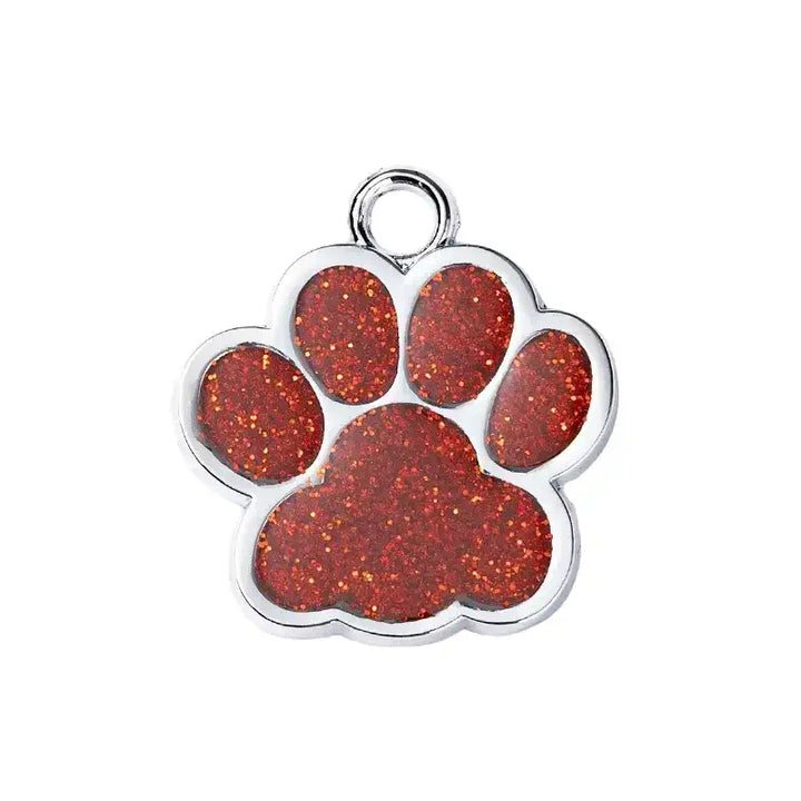 Médaille en forme de patte couleur rouge pour chien et chat, avec gravure personnalisée