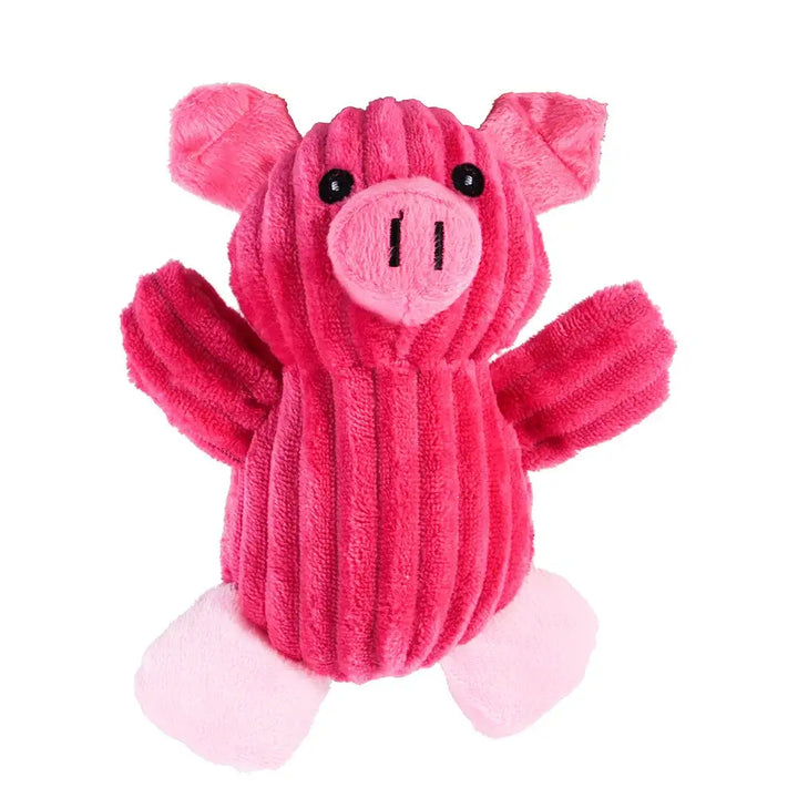 Peluche cochon rose en velours côtelé pour chiens, douce et résistante