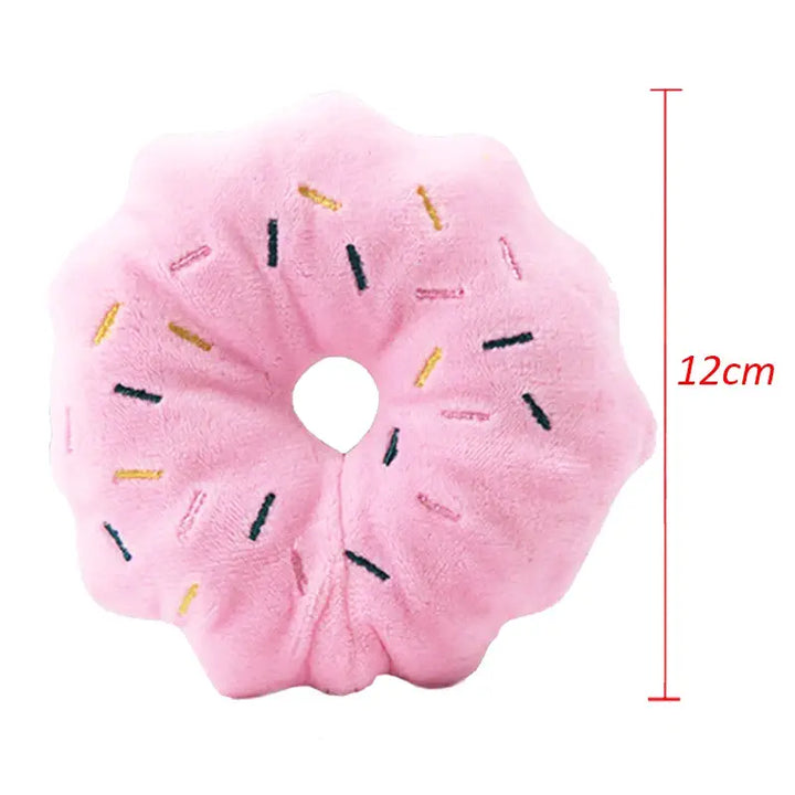 Peluche en forme de donut rose pour chiens et chats, en polaire douce pour confort et jeu