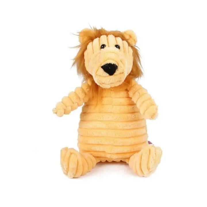 Peluche lion en velours côtelé pour chiens, douce et résistante