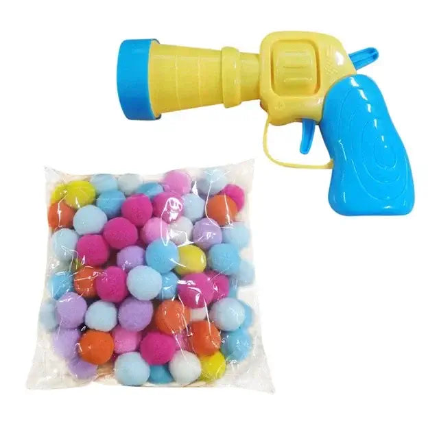 Pistolet lanceur de balles pour chat avec un sachet de 20 balles, idéal pour l'interaction et le jeu.